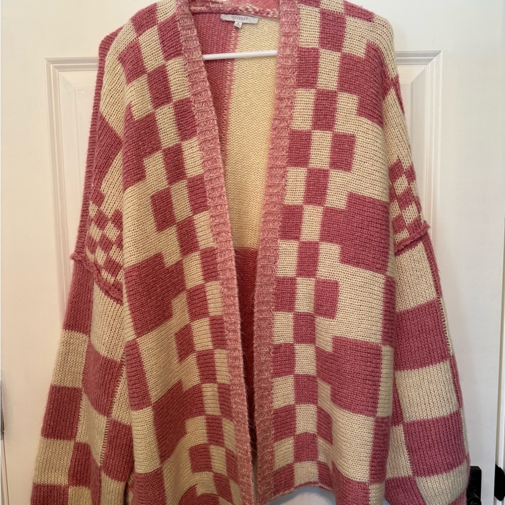 Pink Checkered Sweater oversized